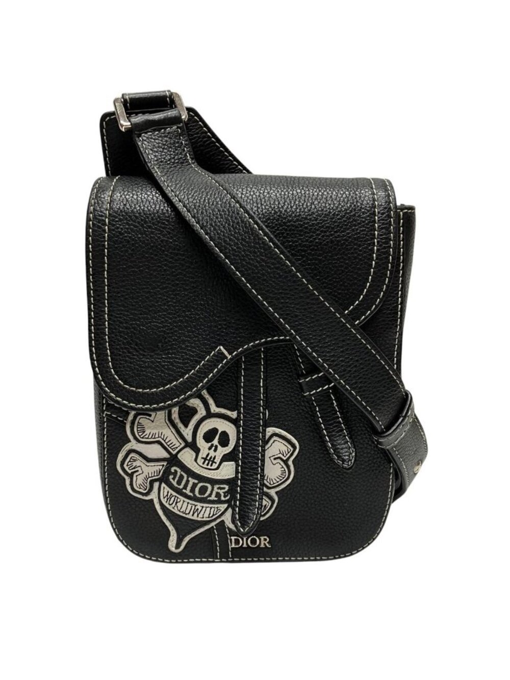 Dior Shawn Stussy Collaboration Saddle Bee Pouch Shoulder Bag Leather